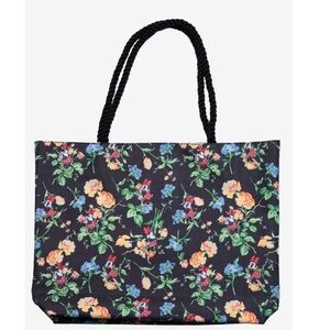 Elegant Floral Disney Minnie Mouse Tote with Black Handles
